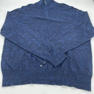 Bonobos Sweater Large Standard Fit Blue Cashmere Blend 1/4 Zip Pullover Mens